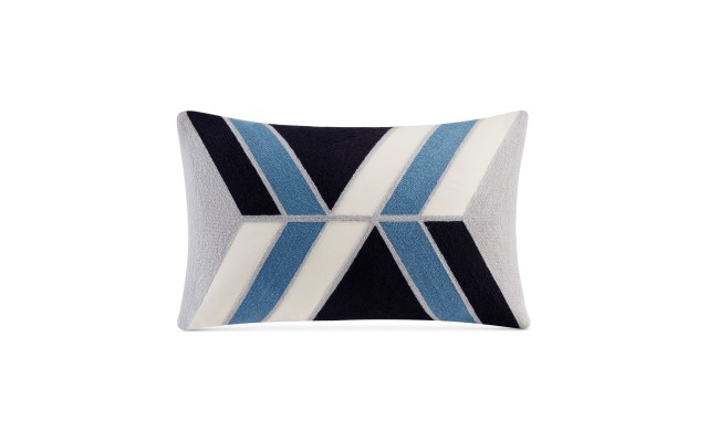  Aero 12″ x 20″ Embroidered Abstract Oblong Decorative Pillow, Blue