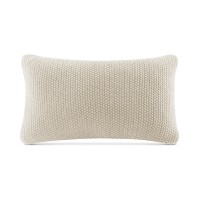 Ink+Ivy Bree Chunky-Knit 12″ x 20″ Oblong Pillow Cover, Ivory