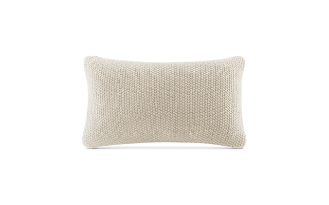  Bree Chunky-Knit 12″ x 20″ Oblong Pillow Cover, Ivory
