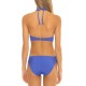  Women’s Queensland Rib Ribbed Banded Halter Bikini Top Blue L
