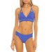  Women’s Queensland Rib Ribbed Banded Halter Bikini Top Blue L