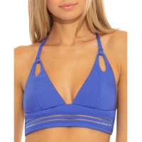 ISABELLA ROSE Women’s Queensland Rib Ribbed Banded Halter Bikini Top Blue L