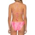  Womens Tie Dye High Leg Bikini Bottom, Pink, Medium