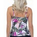  Aloha Palms Printed Tankini Top, White, 12