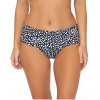Island Escape Animal Kingdom Tahiti Printed Bikini Bottom, Black/White, 16