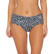Island Escape Animal Kingdom Tahiti Printed Bikini Bottom, Black/White, 16