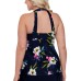  Plus Size Tahiti Beach Underwire Tankini Top, Black, 20W