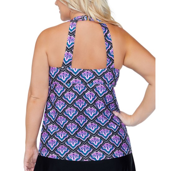  Plus Size Underwire Tankini Top, Purple, 22W