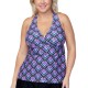  Plus Size Underwire Tankini Top, Purple, 22W