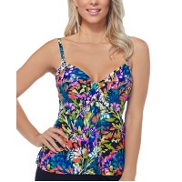Island Escape Waterfall Gardens Printed Underwire Tankini Top, Multi, 6