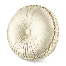J Queen New York Marquis 15″ Round Tufted Decorative Pillow, Cream