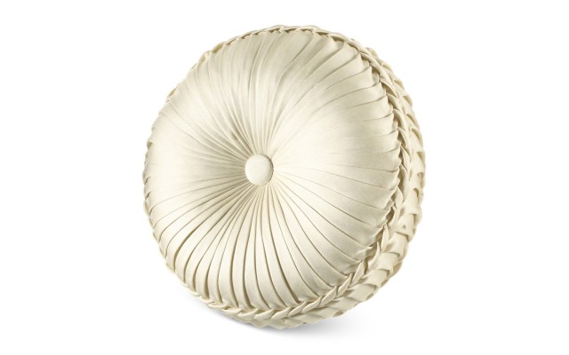  Marquis 15″ Round Tufted Decorative Pillow, Cream