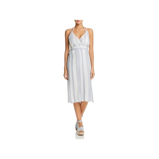  Womens MIDI Dress Wrap Cotton – Blue/White