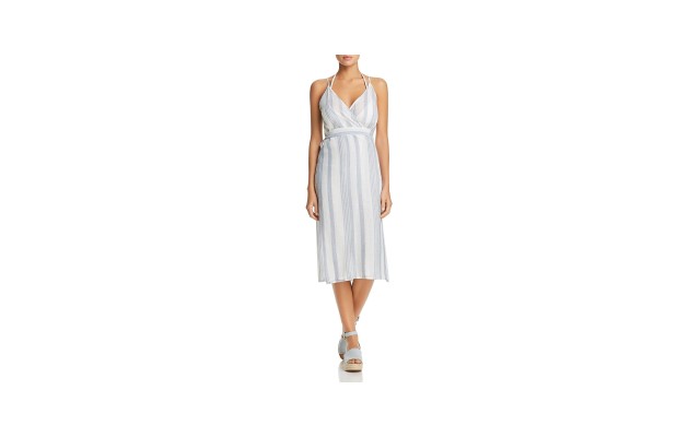  Womens MIDI Dress Wrap Cotton – Blue/White