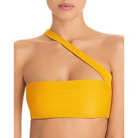 Jade Swim Halo Asymmetric Bikini Top, Golden, Small
