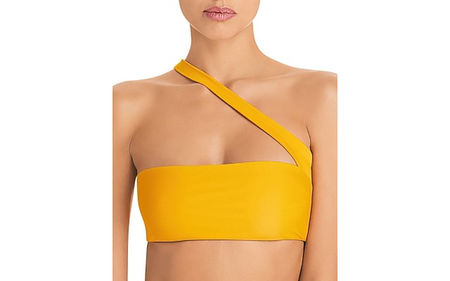 Jade Swim Halo Asymmetric Bikini Top, Golden, Small