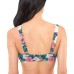 Floral-Print Tie-Front Bikini Top, Blue, Small