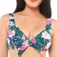 Jessica Simpson Floral-Print Tie-Front Bikini Top Women’s Swimsuit, Medium, Multi
