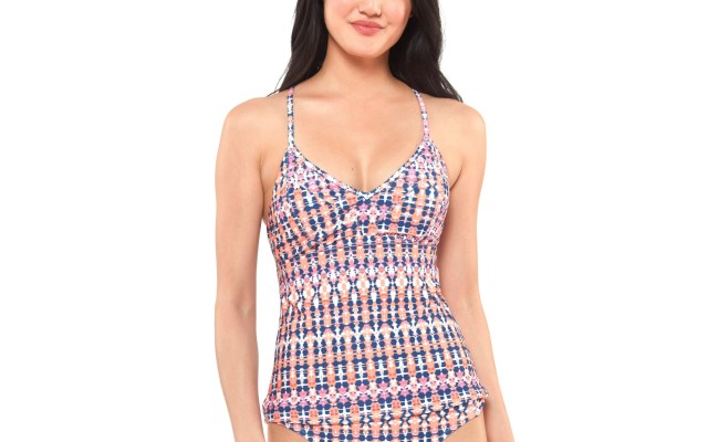  Laguna Beach Crossed Back Tankini Top, Pink, Small