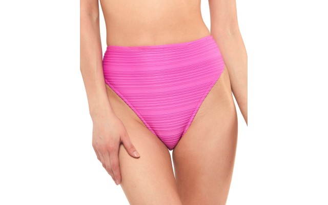  Ribbed High-Waist Bikini Bottoms, Medium, Purple