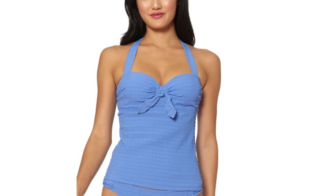  Smocked Halter Tankini Top, Shadow, Medium