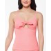  Sweet Tooth Solids Tie-Front Tankini Tops, Pink, X-Large