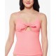  Sweet Tooth Solids Tie-Front Tankini Tops, Pink, Small