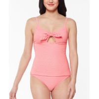 Jessica Simpson Sweet Tooth Solids Tie-Front Tankini Tops, Pink, X-Large