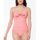  Sweet Tooth Solids Tie-Front Tankini Tops, Pink, X-Large