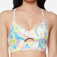 Jessica Simpson Tie-Dyed Cropped Keyhole Cami Bikini Top Women's Swimsuit, Multi, Small