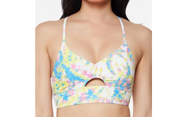  Tie-Dyed Cropped Keyhole Cami Bikini Top Women's Swimsuit, Multi, Small