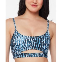 Jessica Simpson Women’s Animal Sassy Safari Cami Bikini Top, Navy, Large