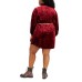 Jolie & Joy Full Circle Trends Trendy Plus Size Crushed Velvet Shirtdress, 1X, Burgundy