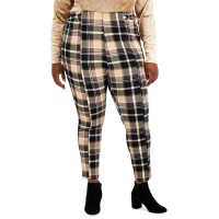 Jolie & Joy Full Circle Trends Trendy Plus Size Plaid Ankle Pants, Black, 1X