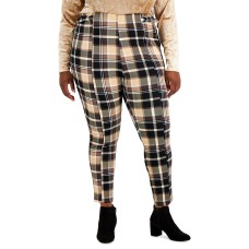 Jolie & Joy Full Circle Trends Trendy Plus Size Plaid Ankle Pants, Black, 1X