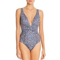 Jonathan Simkhai Ellie Floral Smocked One Piece Swimsuit, Blue, Medium