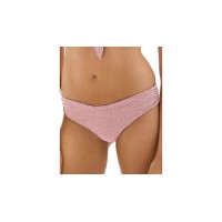 Jonathan Simkhai Jules Metallic Side Ruched Bikini Bottoms, Pink, X-Small