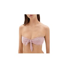 Jonathan Simkhai Katrine Metallic Tie Front Bikini Top, Medium