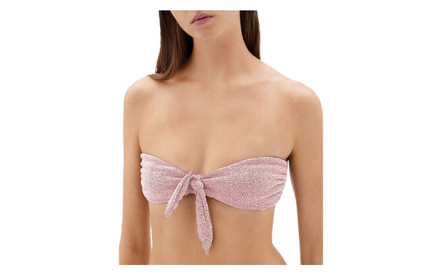 Jonathan Simkhai Katrine Metallic Tie Front Bikini Top, Medium