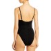  Noa Ribbed Belted Bustier One Piece Swimsuit, Black, X-Small
