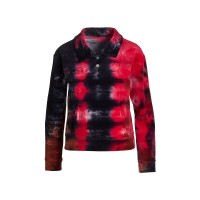 Juicy Couture Paneled 1/2 Placket Snap Top, Medium, Red