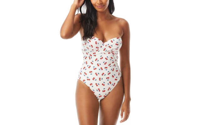 Kate Spade New York Cherry-Print Bandeau One-Piece Swimsuit