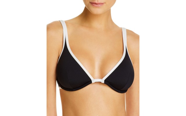 Daisy Buckle Bralette Underwire Bikini Top Black MD (US 6-8)