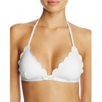 Kate Spade New York Women’s Scalloped Triangle Bikini Top, White, M