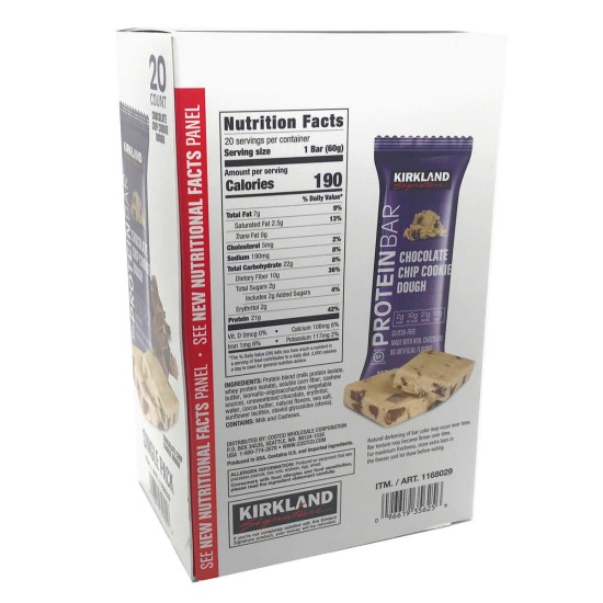  Protein Bars, Chocolate Chip Cookie Dough, 20-count, 2-pack