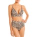 L Space Womens Animal Print Metallic Swim Bottoms, Brown, Large