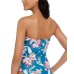  Flyaway Orchid Printed Bandeau Tankini Tops, Blue, 4