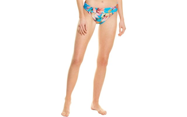 Garden Shirred Bikini Bottoms, 10,Blue/Multi