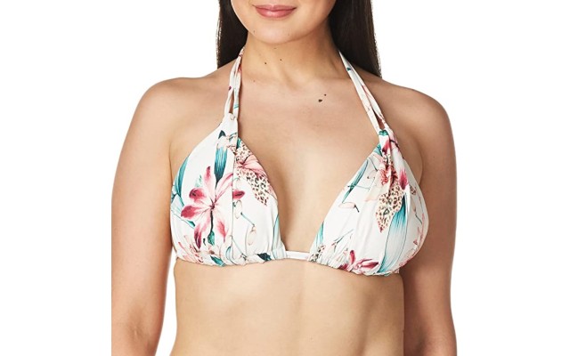  Women’s  Flyaway Halter Bra Bikini Top, White, 2