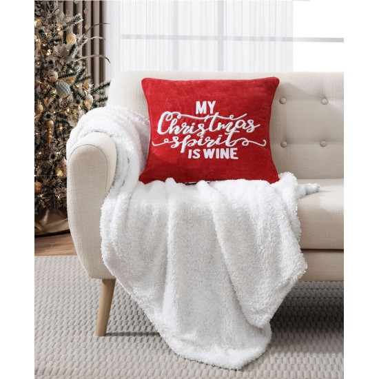  Christmas Spirit Decorative Pillow,Red, 18″ x 18″